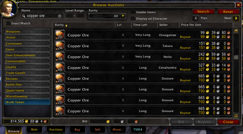 Auction house trading in WoW Classic